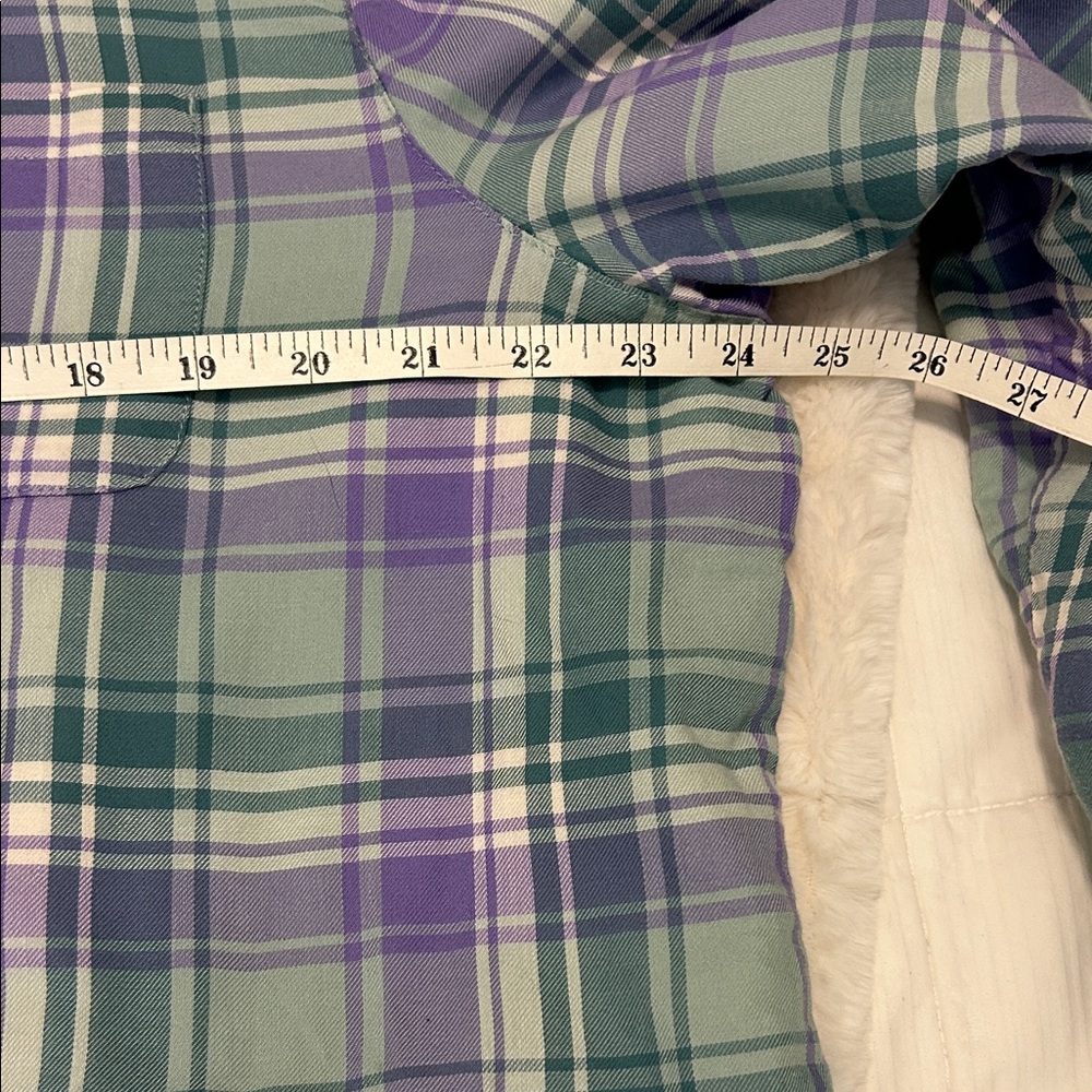 L.L. Bean Women's Fleece-Lined Flannel Plaid Shirt Jacket Size Large - Picture 11 of 14